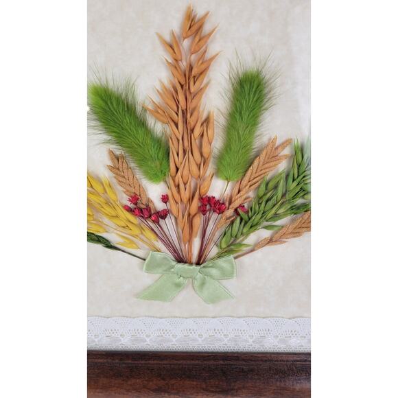 MCM Dried Flowers Plants Lace Glass Top Serving Tray with Handles Vintage - Picture 4 of 9